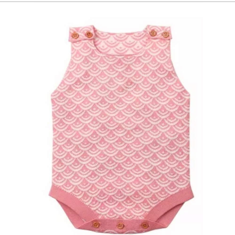 Pink Knit Buttoned Baby Romper